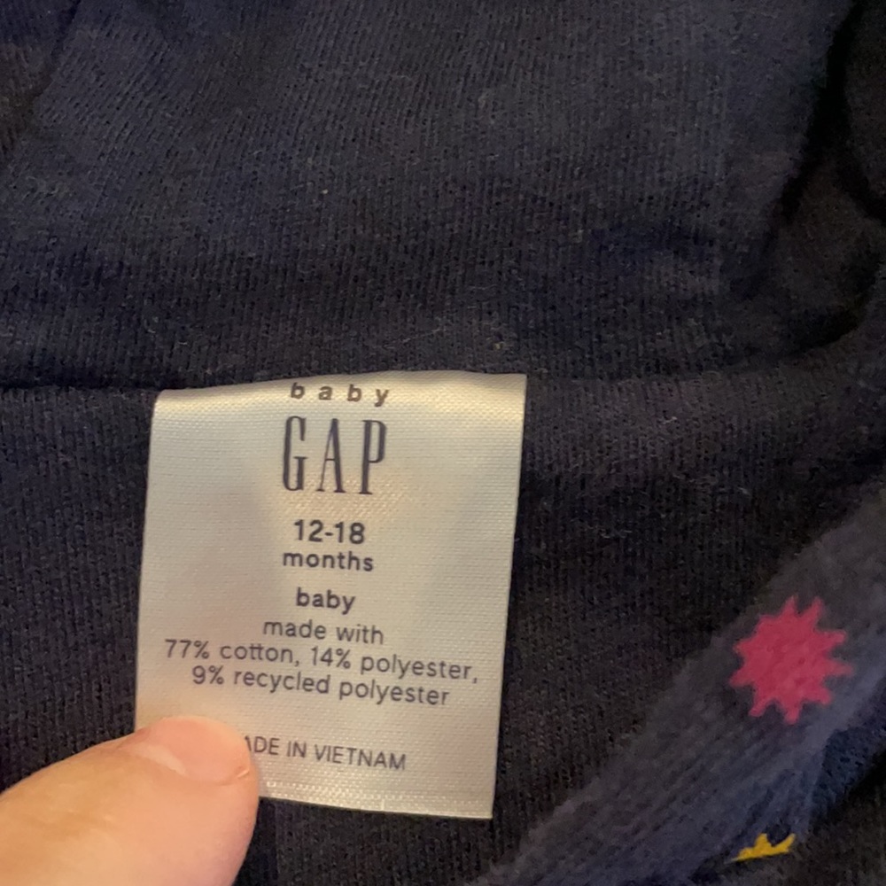 Baby girl gap zip up sweatshirt/hoodie with ears - Picture 2 of 3